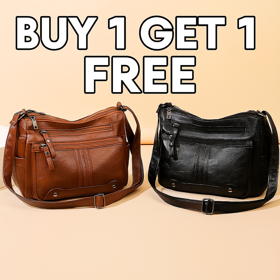 (Buy 1 Get 1 Free) Stylish Soft Vegan Multi Zipper Leather Shoulder Bag