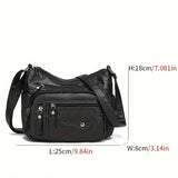 (Buy 1 Get 1 Free) Soft Vegan Multi Zipper Leather Shoulder Bag