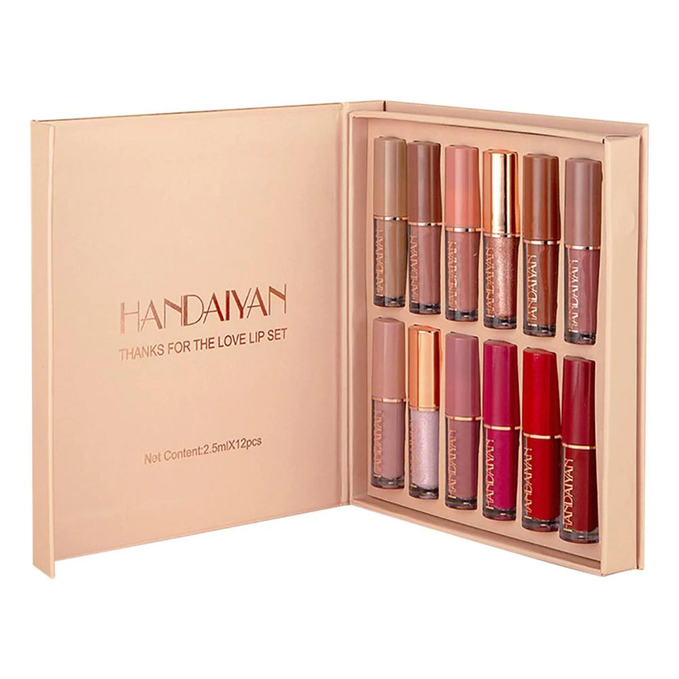 Handaiyan Lipstick – Set of 12 Matte Velvet Mini Liquid Lipsticks
