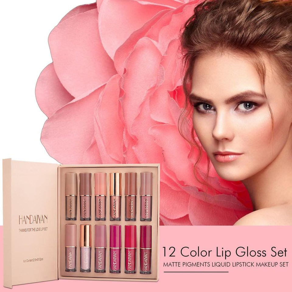 Handaiyan Lipstick – Set of 12 Matte Velvet Mini Liquid Lipsticks