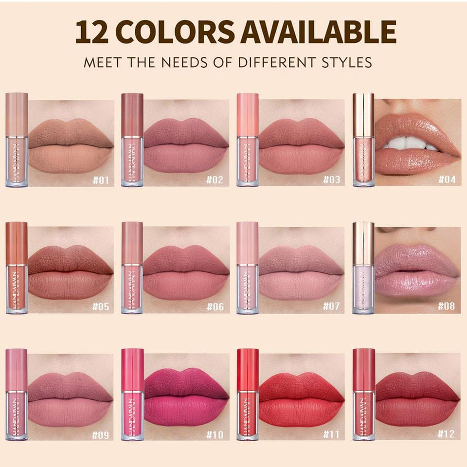 Handaiyan Lipstick – Set of 12 Matte Velvet Mini Liquid Lipsticks